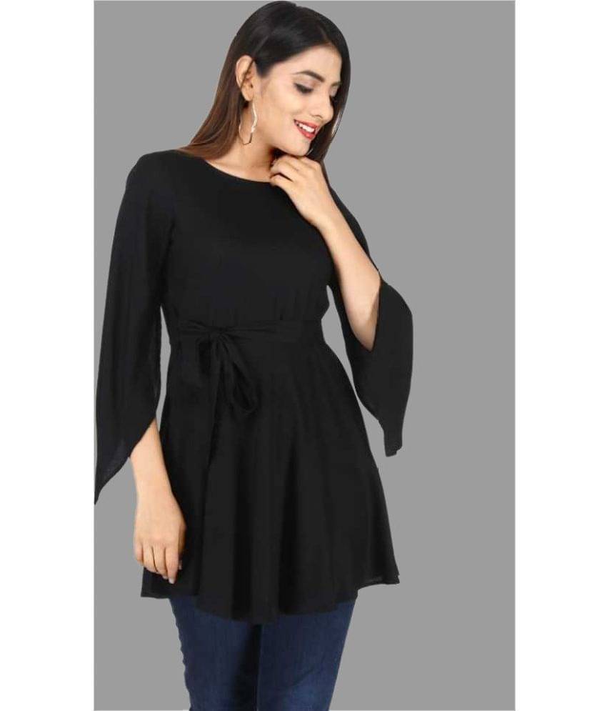 Smien Women's Rayon Tunic ( Black )     			Smien Women's Rayon Tunic ( Black )