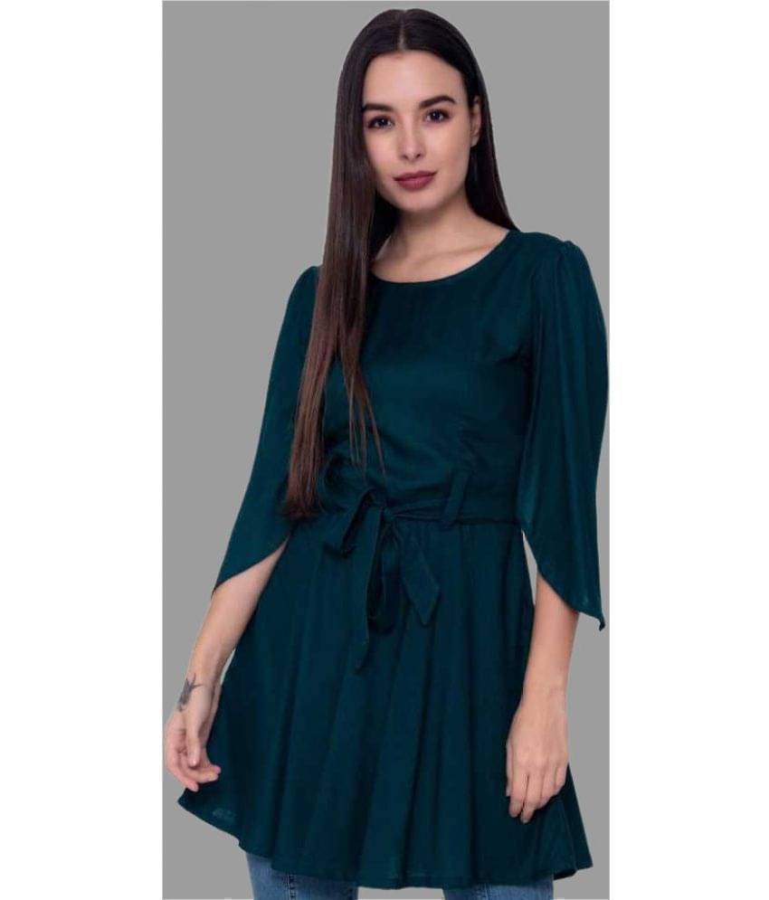 Smien Women's Rayon Tunic ( Green )     			Smien Women's Rayon Tunic ( Green )