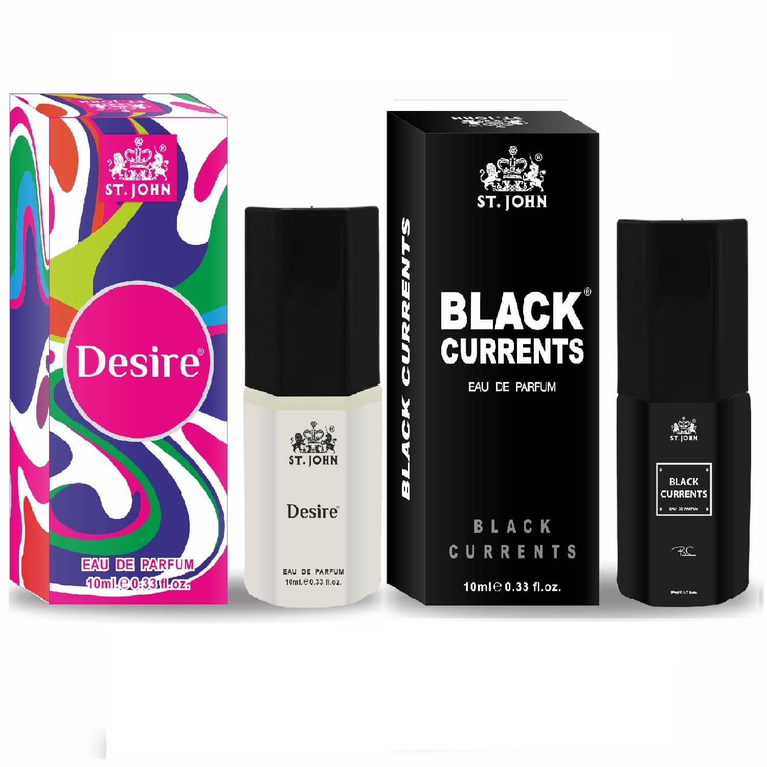 ST.JOHN Cobra Desire & Black Currents ,Pocket Perfume For Men 10ml Each (20ml)- Pack of 2