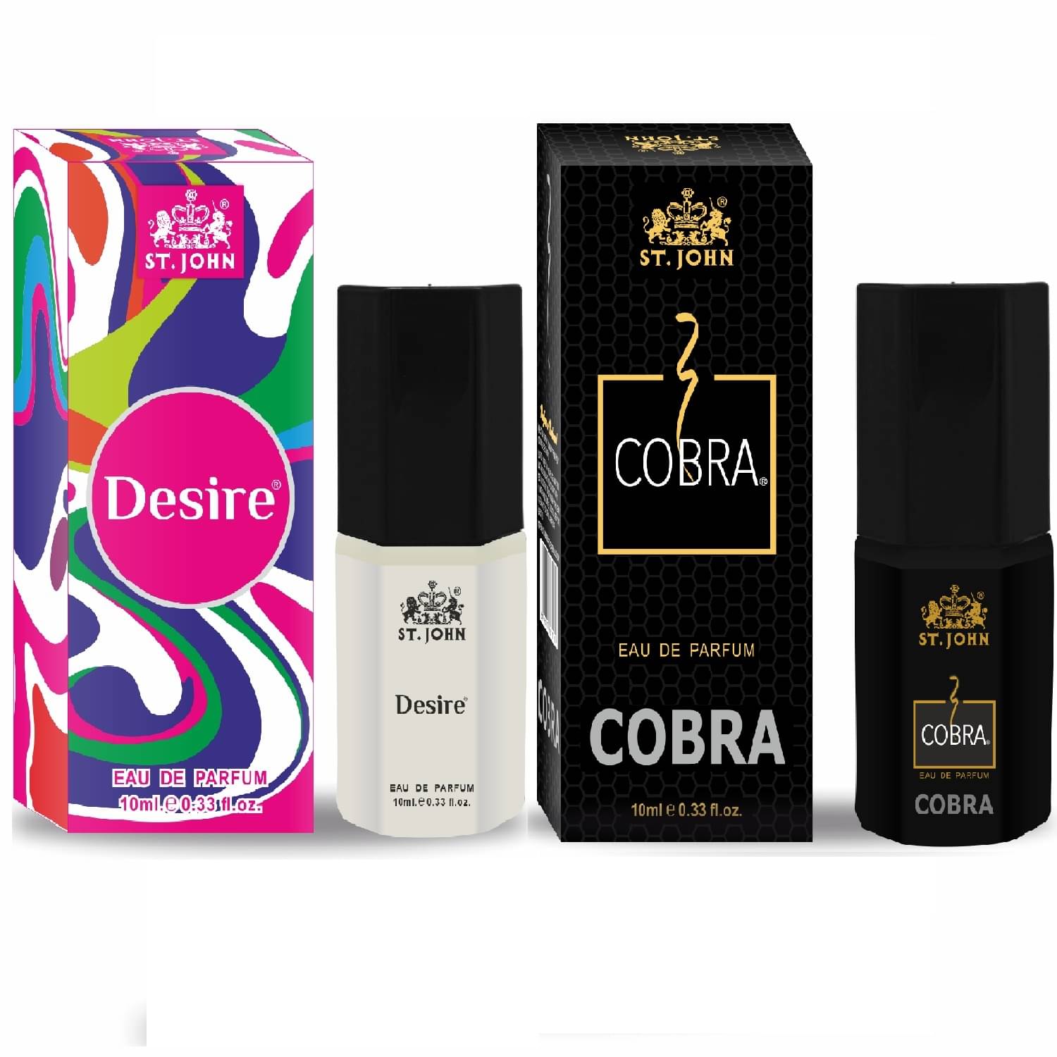ST.JOHN Cobra Desire & Cobra Pocket Perfume For Men 10ml Each (20ml)- Pack of 2 ST.JOHN Cobra Desire & Cobra Pocket Perfume For Men 10ml Each (20ml)- Pack of 2