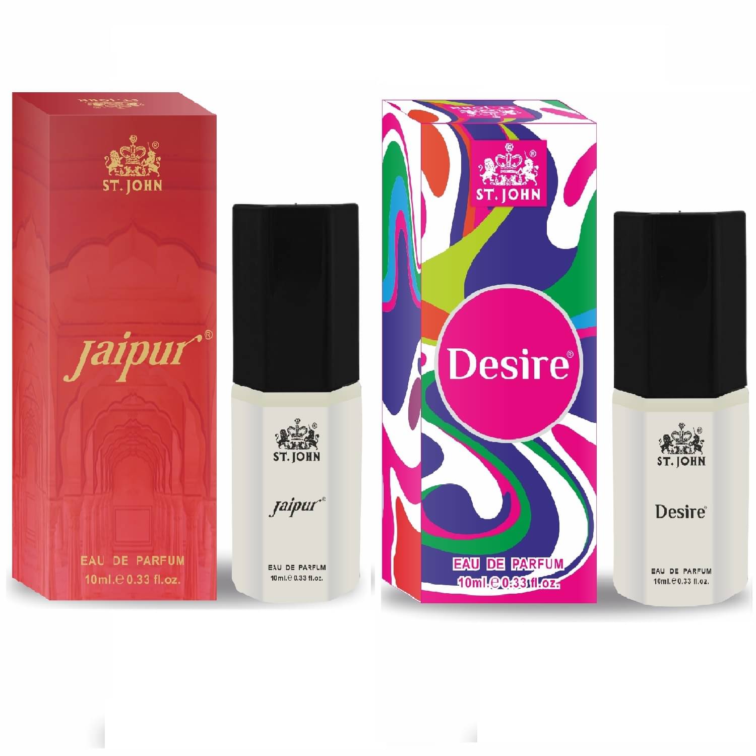 St. John - Desire & Jaipur Perfume for Men 10ml Each Eau De Parfum (EDP) For Men 10ML ( Pack of 2 ) St. John - Desire & Jaipur Perfume for Men 10ml Each Eau De Parfum (EDP) For Men 10ML ( Pack of 2 )