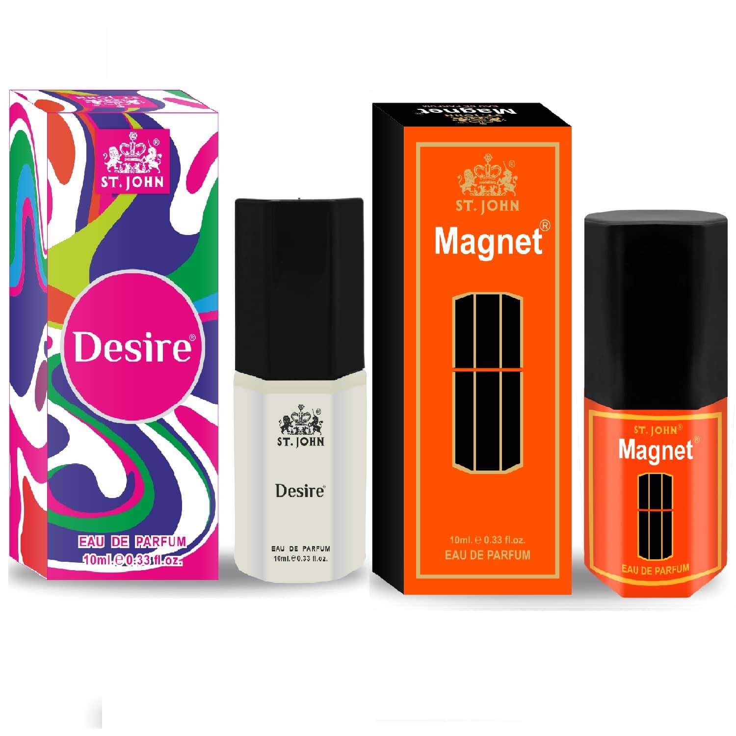 ST.JOHN Cobra Desire & Magnet Perfume, Pocket Perfume For Men 10ml Each (20ml) - Pack of 2