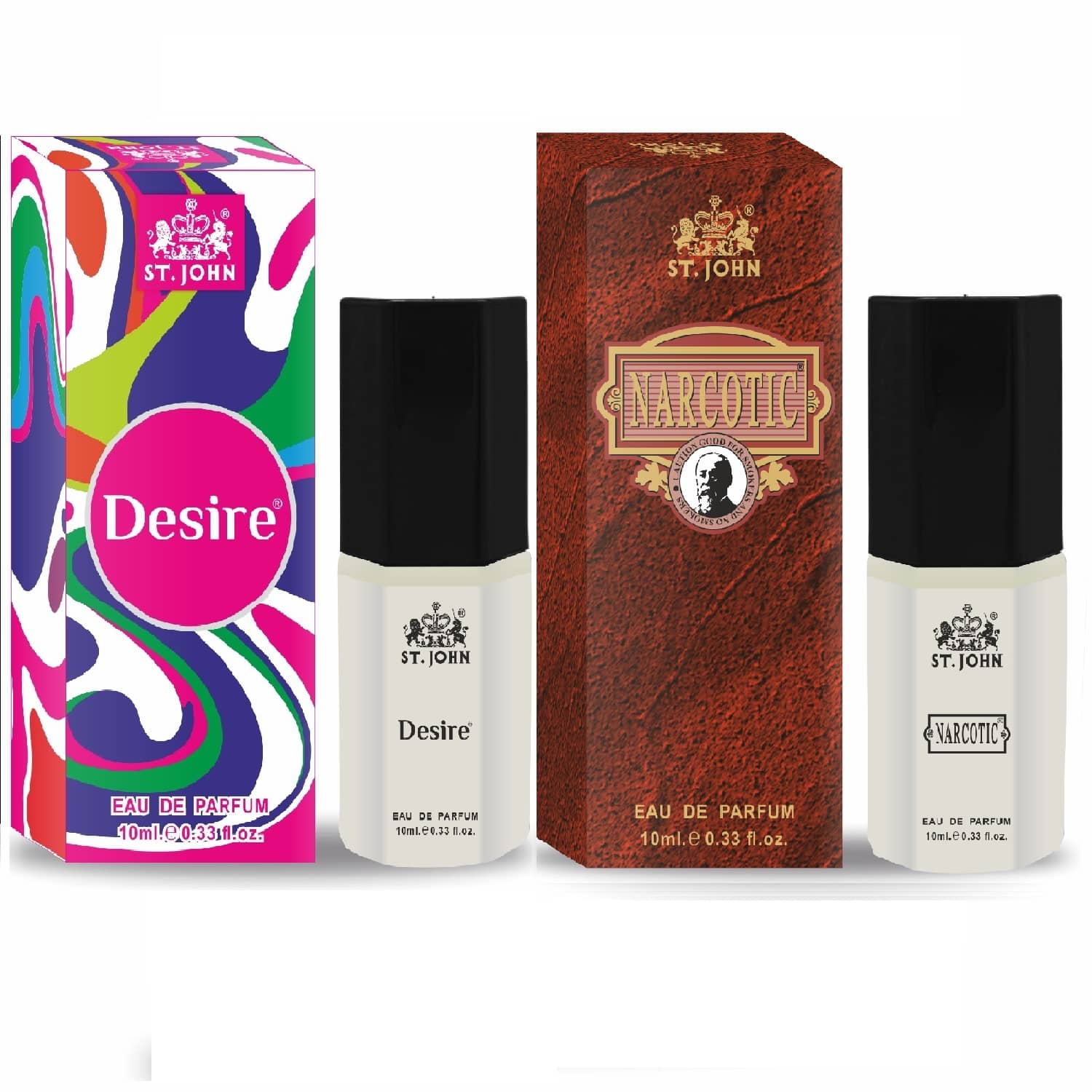 ST.JOHN Cobra Desire & Narcotic Pocket Perfume For Men 10ml Each (20ml) - Pack of 2