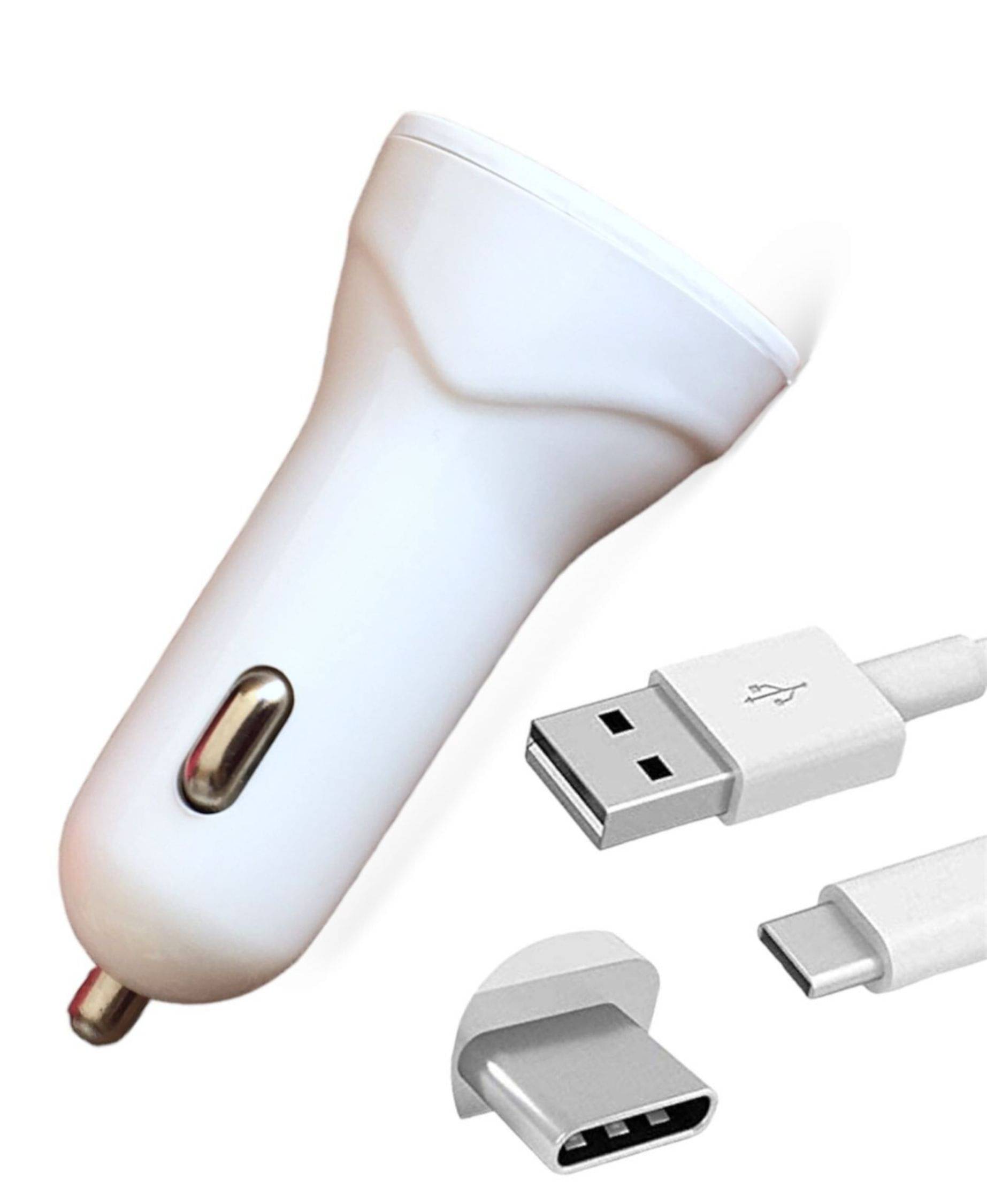 THRIFTKART Car Mobile Charger 2USB 3.4A Type-C White THRIFTKART Car Mobile Charger 2USB 3.4A Type-C White