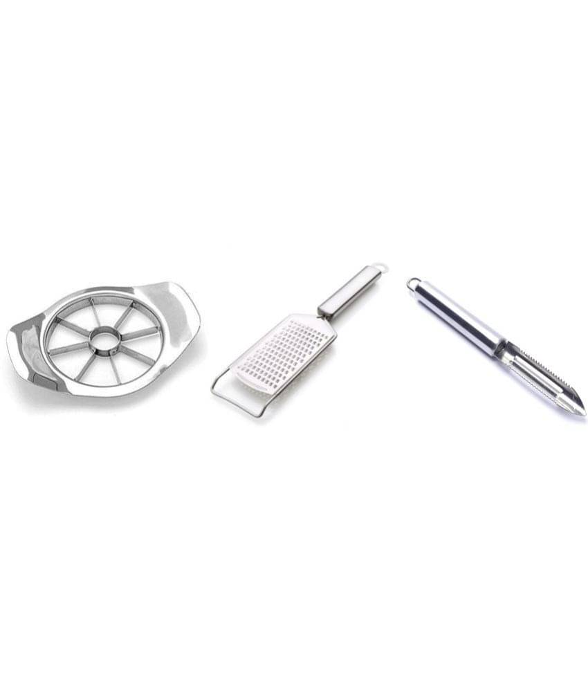     			Analog Kitchenware Silver Stainless Steel Apple Cutter+Peeler+Cheese/Garlic Grater ( Set of 3 )