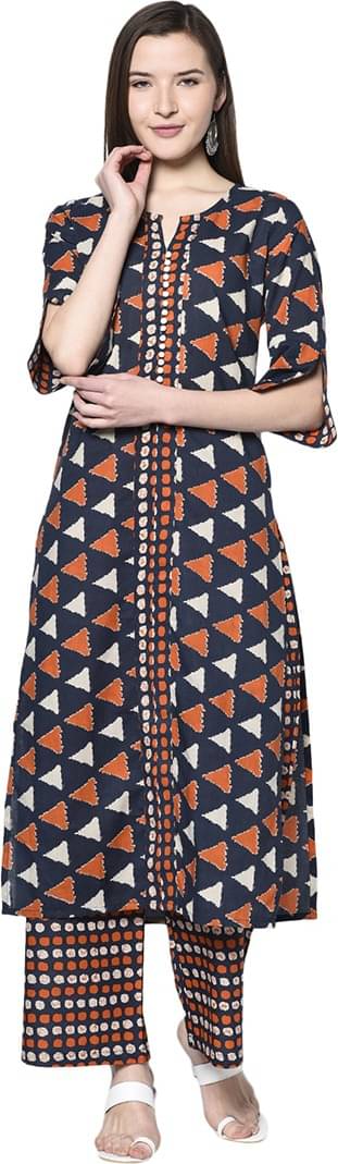 Antaran Cotton Printed Kurti With Pants Women's Stitched Salwar Suit - Multicolor ( Pack of 1 )     			Antaran Cotton Printed Kurti With Pants Women's Stitched Salwar Suit - Multicolor ( Pack of 1 )