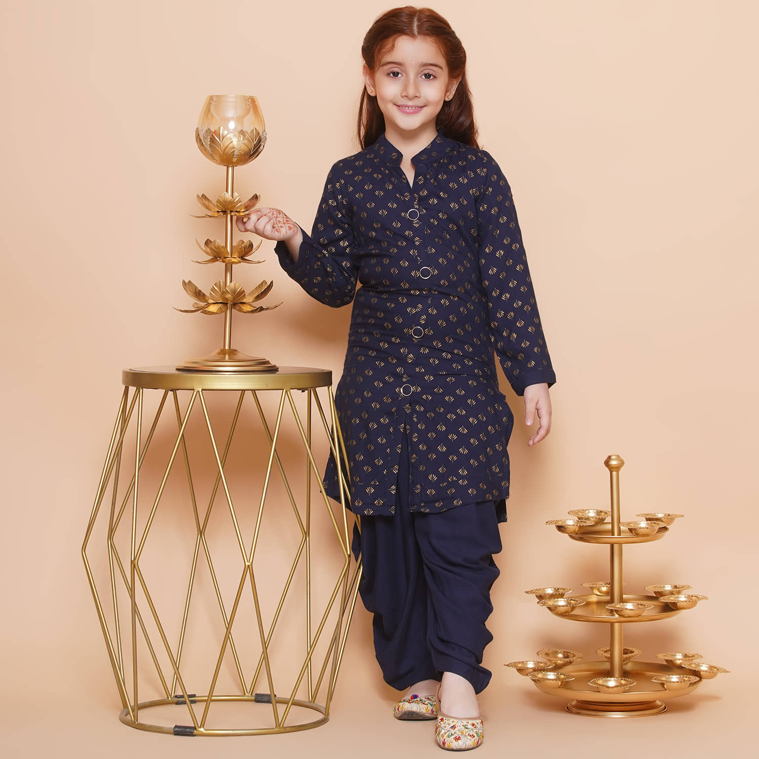 Arshia Fashions Girls Rayon Patiala Kurta Set ( Pack of 1 , Blue )