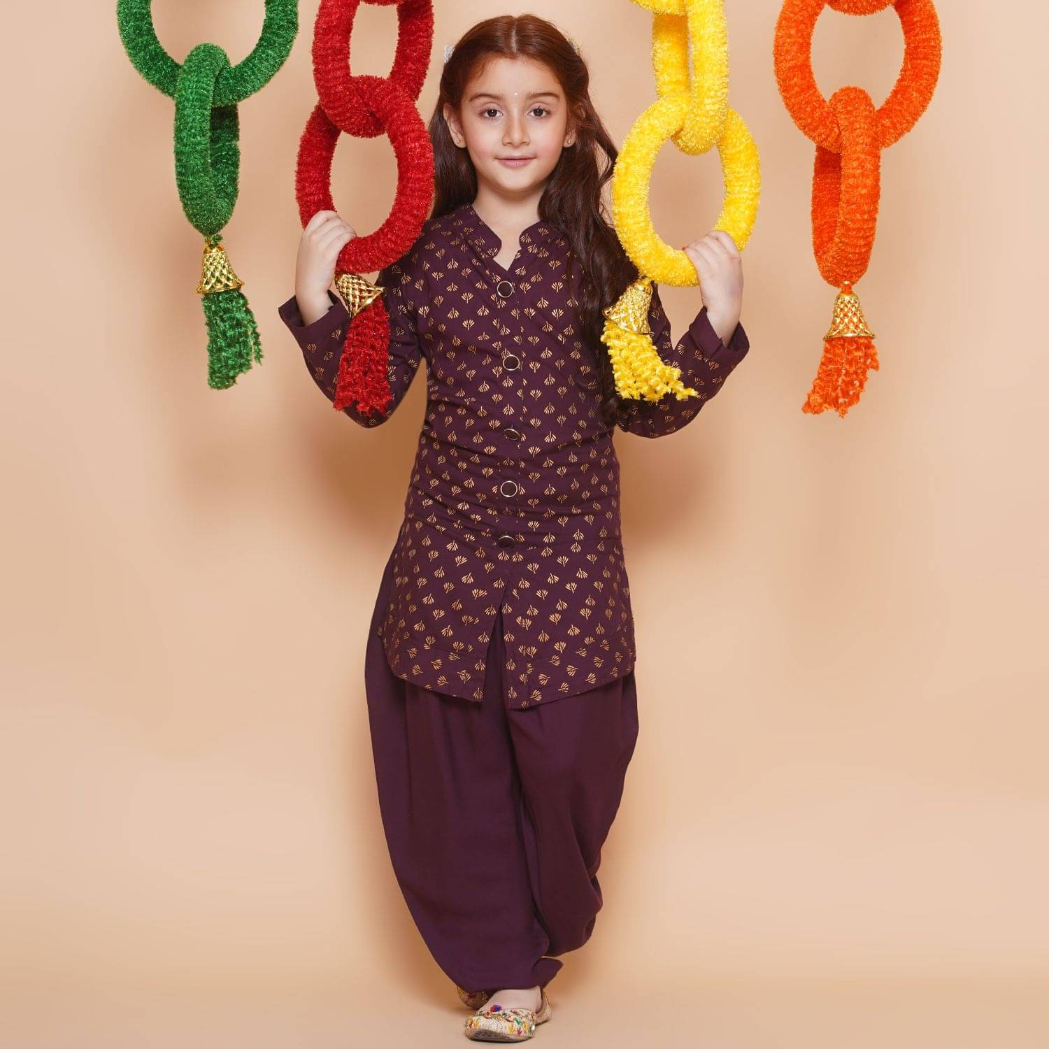     			Arshia Fashions Girls Rayon Patiala Kurta Set ( Pack of 1 , Wine )