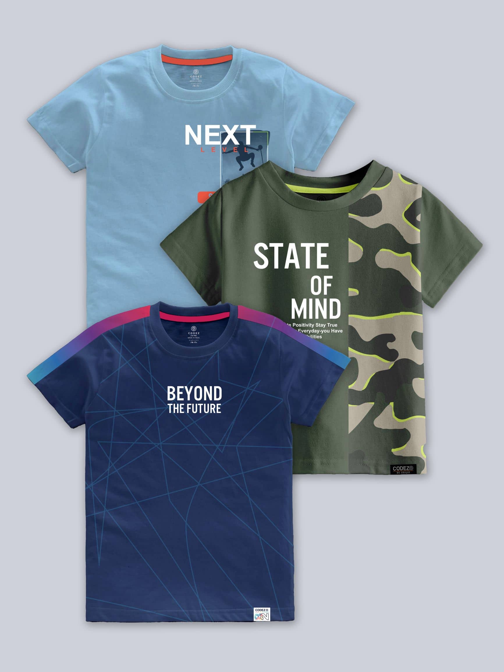 CODEZ Pack of 1 Boys Cotton Blend T-Shirt ( Multi Color )
