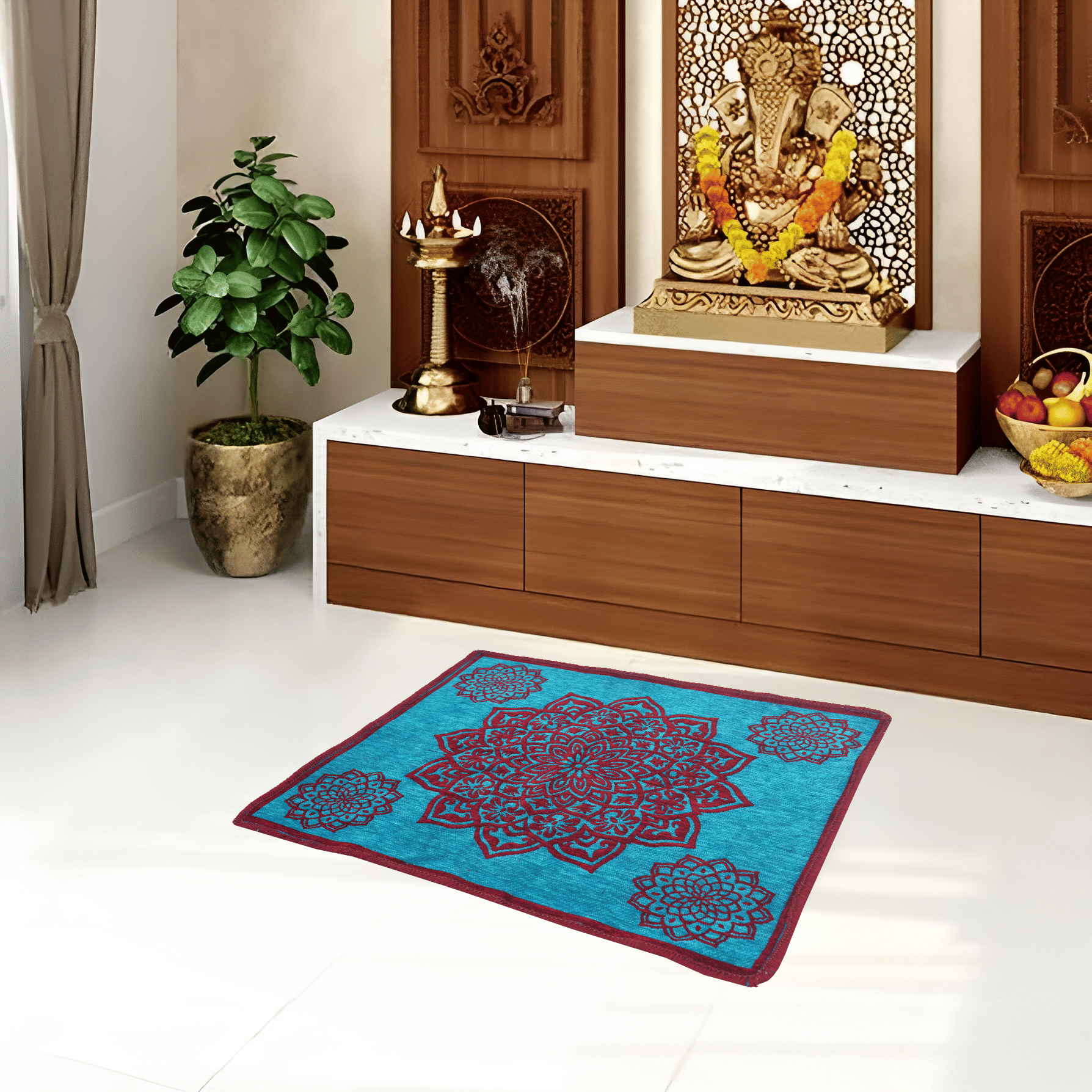 FURNISHING HUT Aqua Single Anti-skid Velvet Prayer Mat ( 60 X 60 cm ) FURNISHING HUT Aqua Single Anti-skid Velvet Prayer Mat ( 60 X 60 cm )