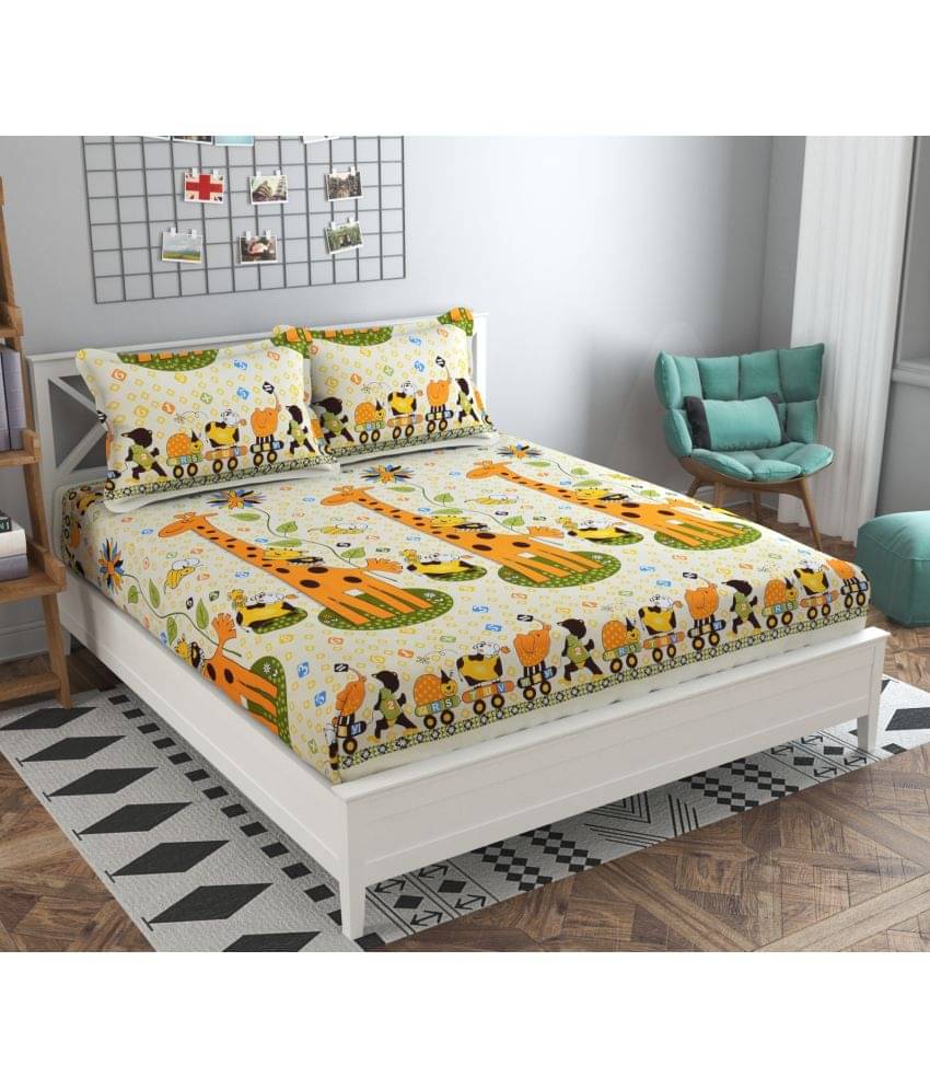 HIDECOR Microfiber Animal Double Bedsheet with 2 Pillow Covers - Yellow HIDECOR Microfiber Animal Double Bedsheet with 2 Pillow Covers - Yellow