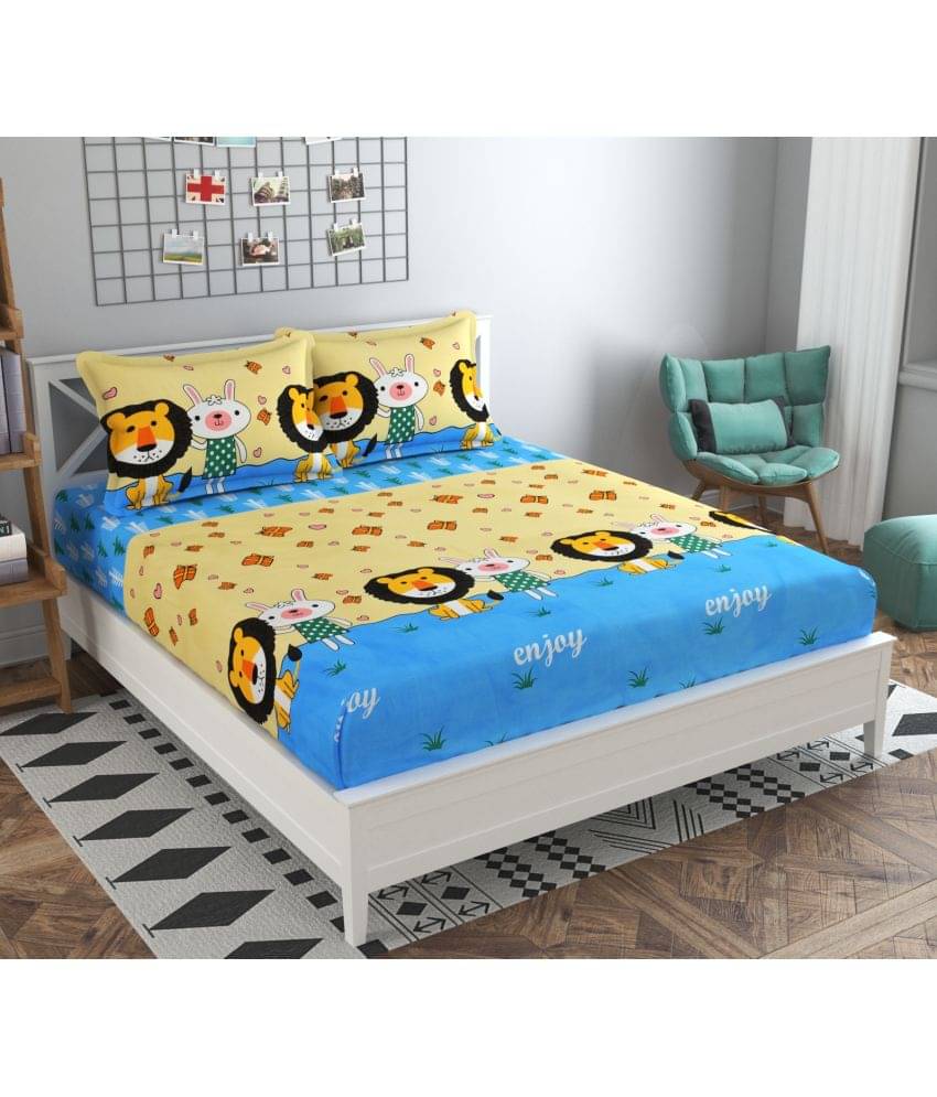 HIDECOR Microfiber Animal Double Bedsheet with 2 Pillow Covers - Blue HIDECOR Microfiber Animal Double Bedsheet with 2 Pillow Covers - Blue