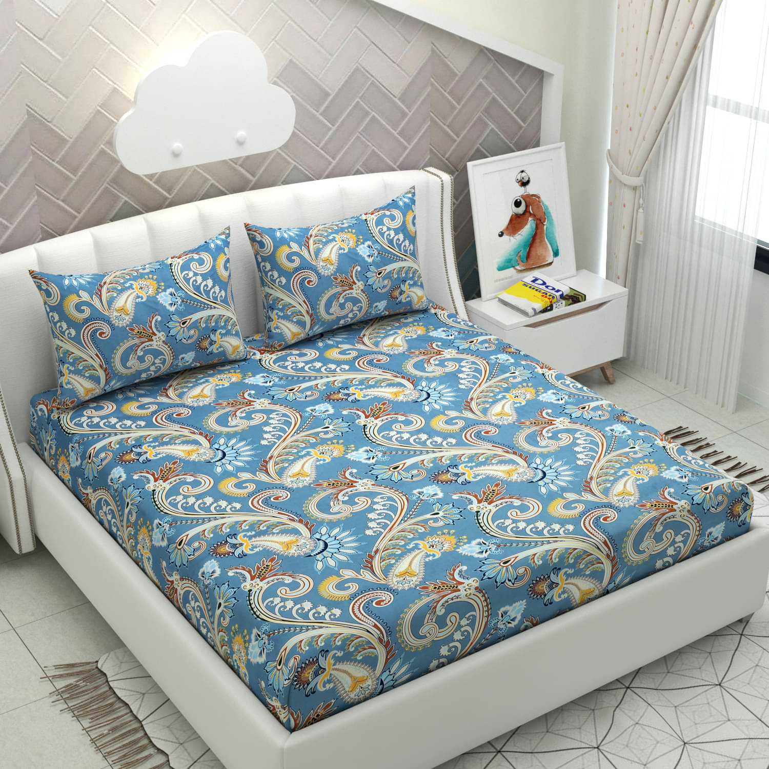     			HIDECOR Microfiber Double Bedsheet ( Sky Blue )
