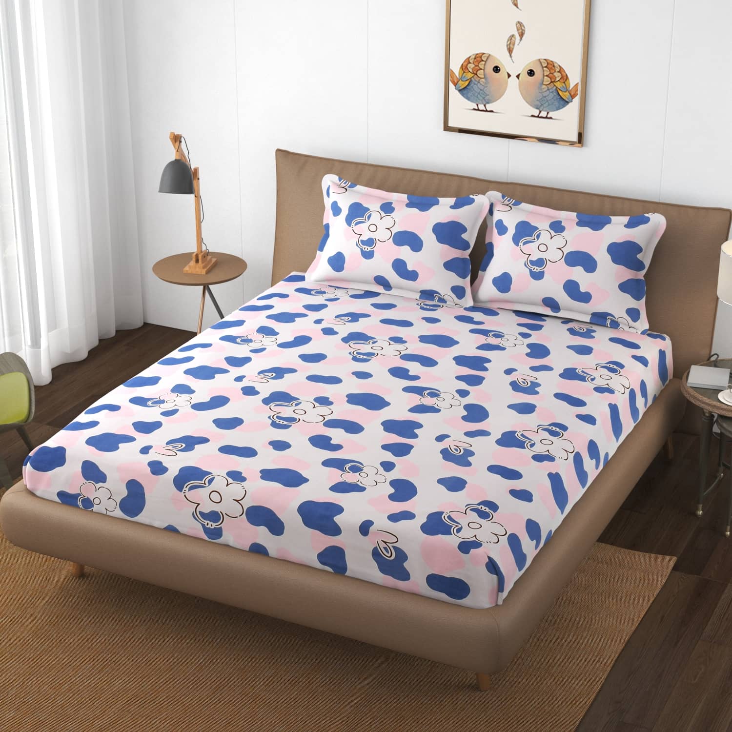 HIDECOR Microfiber Double Bedsheet ( Blue )