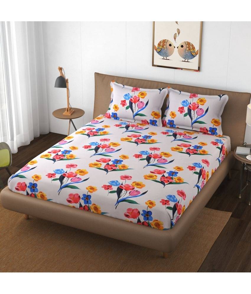 HIDECOR Microfiber Floral Double Bedsheet with 2 Pillow Covers - Multicolor HIDECOR Microfiber Floral Double Bedsheet with 2 Pillow Covers - Multicolor