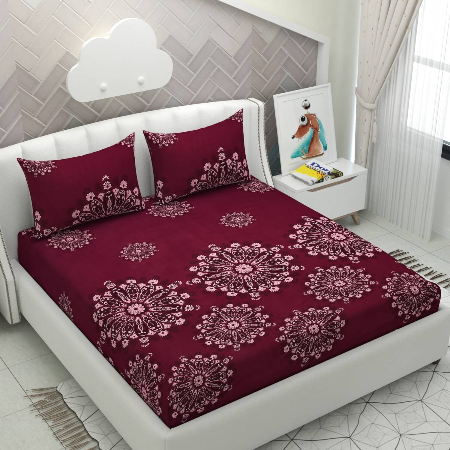     			HIDECOR Microfiber Double Bedsheet ( Maroon )