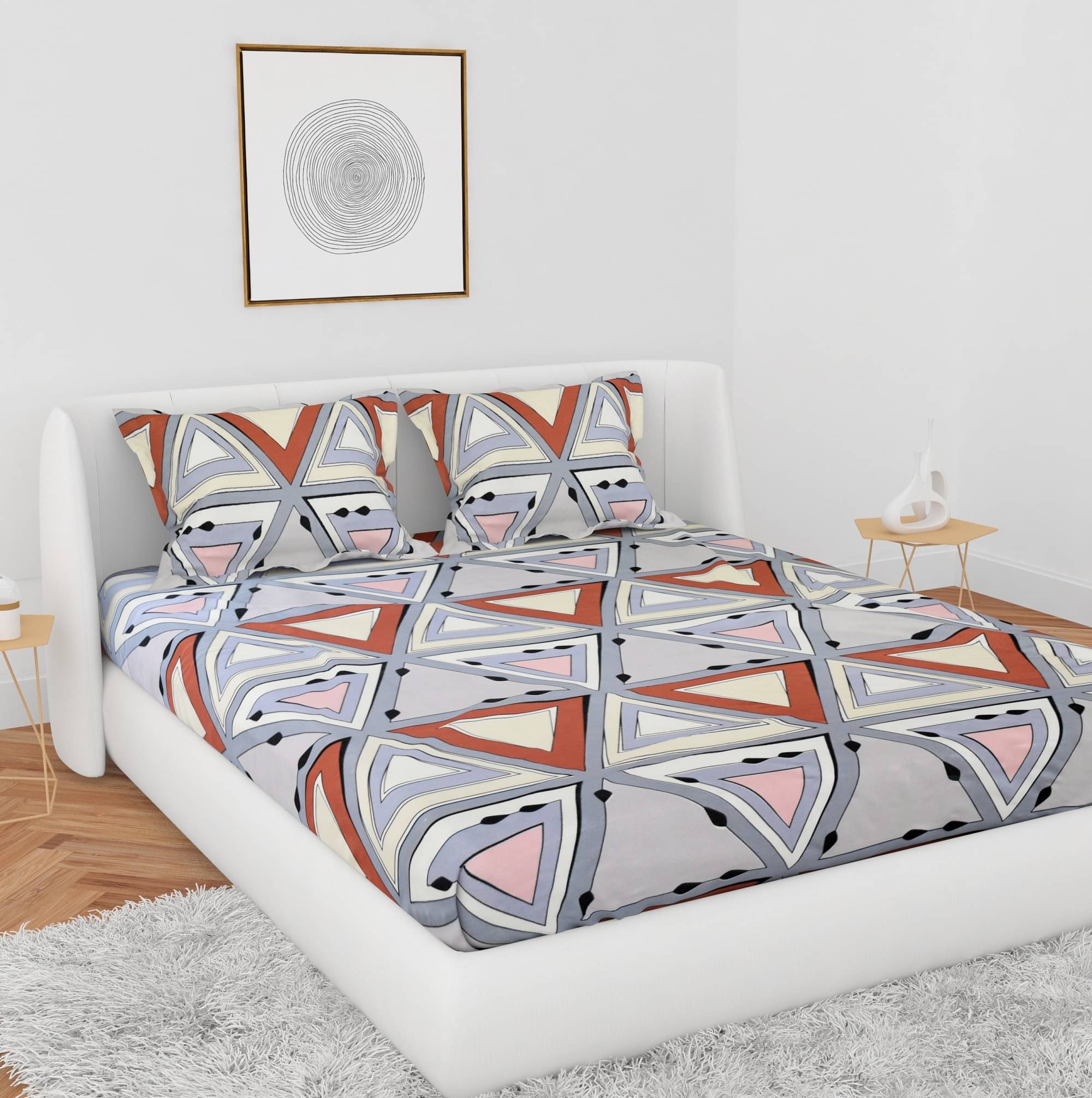 HIDECOR Microfiber Geometric Double Bedsheet with 2 Pillow Covers - Grey HIDECOR Microfiber Geometric Double Bedsheet with 2 Pillow Covers - Grey