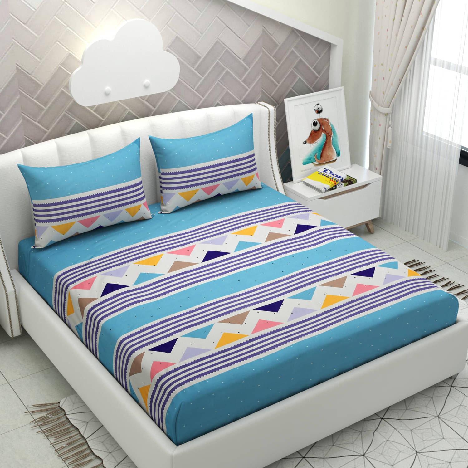     			HIDECOR Microfiber Double Bedsheet ( Sky Blue )