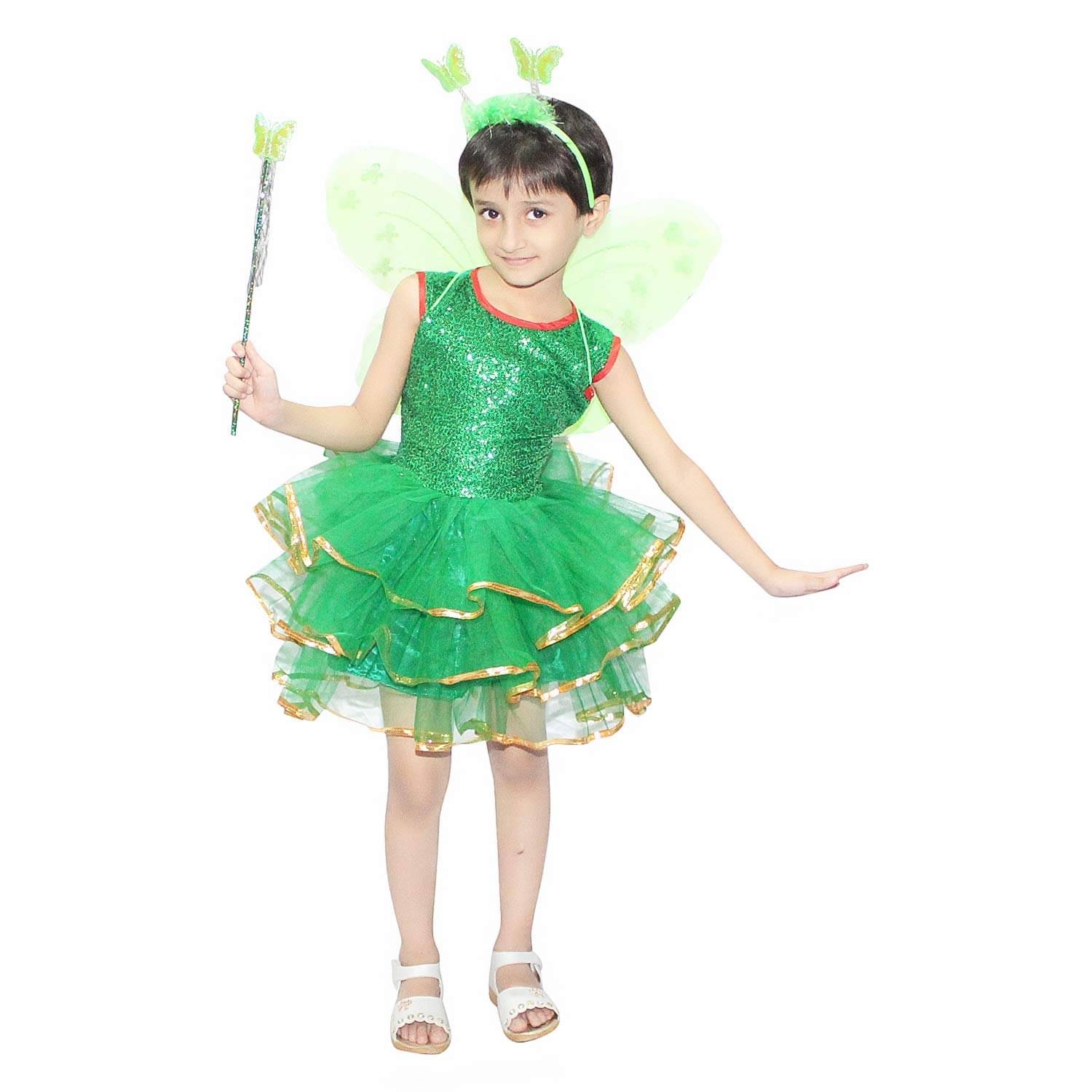     			Kaku Fancy Dresses Fairy Tales Character Tinkel Bell Costume for Girls - Green, 3-4 Years