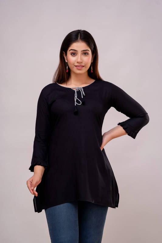     			Kapadia Women's Rayon Regular Top ( Black )