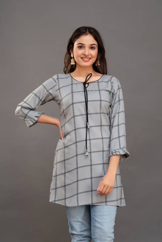 Kapadia Grey Rayon Women's Regular Top ( Pack of 1 ) Kapadia Grey Rayon Women's Regular Top ( Pack of 1 )