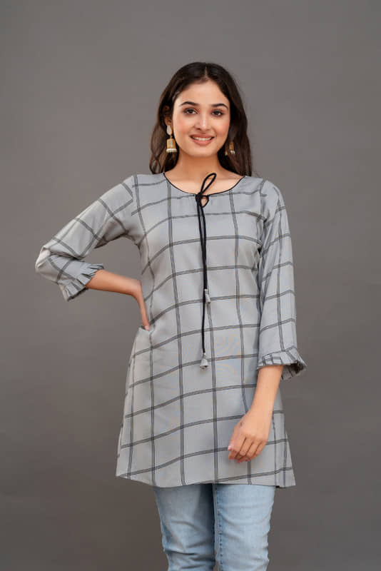 Kapadia Grey Rayon Women's Regular Top ( Pack of 1 )