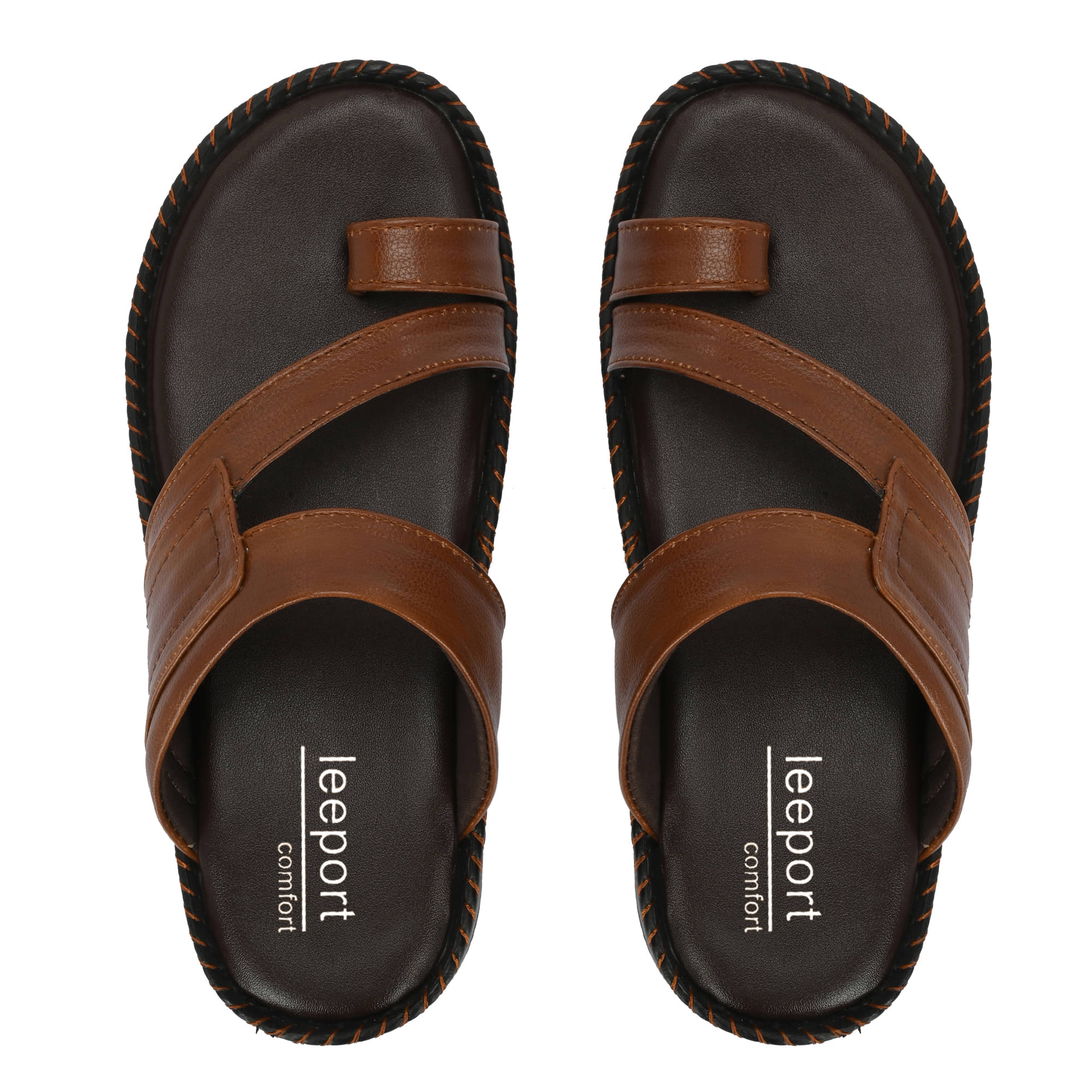     			Leeport - Tan Men's Toe covered Flip Flop