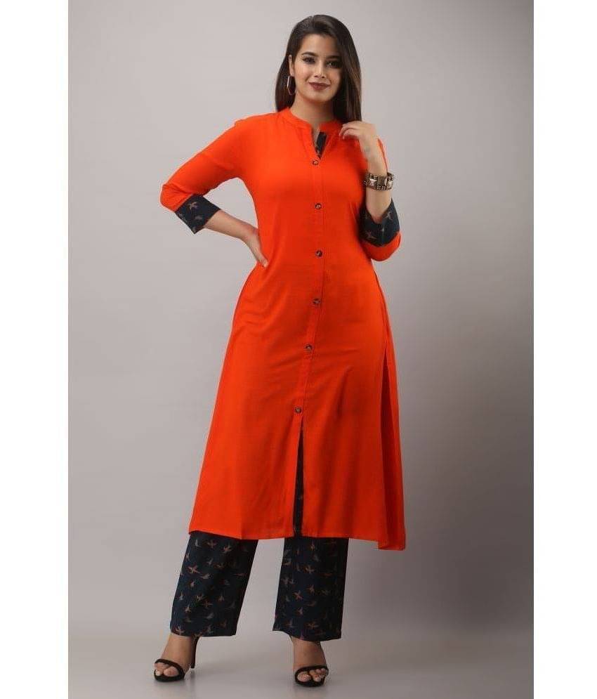 MAUKA Rayon Solid Kurti With Palazzo Women's Stitched Salwar Suit - Red ( Pack of 1 ) MAUKA Rayon Solid Kurti With Palazzo Women's Stitched Salwar Suit - Red ( Pack of 1 )