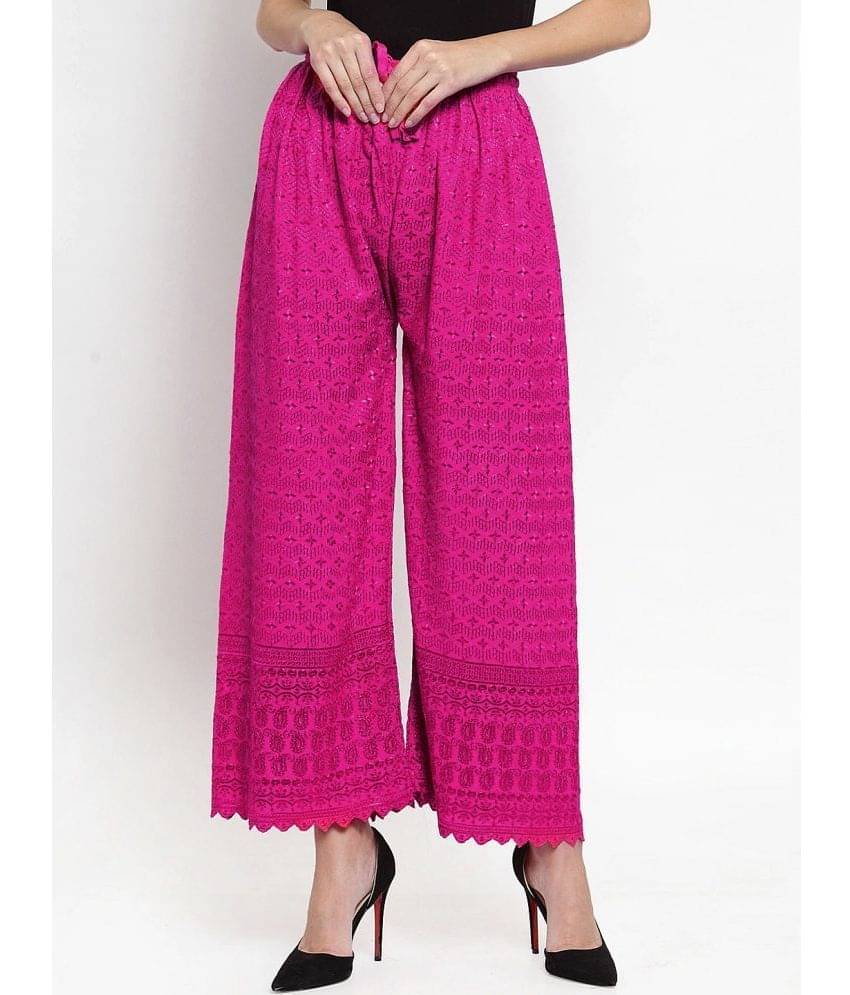 OMAYA - Fluorescent Pink Rayon Straight Women's Palazzos ( Pack of 1 ) OMAYA - Fluorescent Pink Rayon Straight Women's Palazzos ( Pack of 1 )