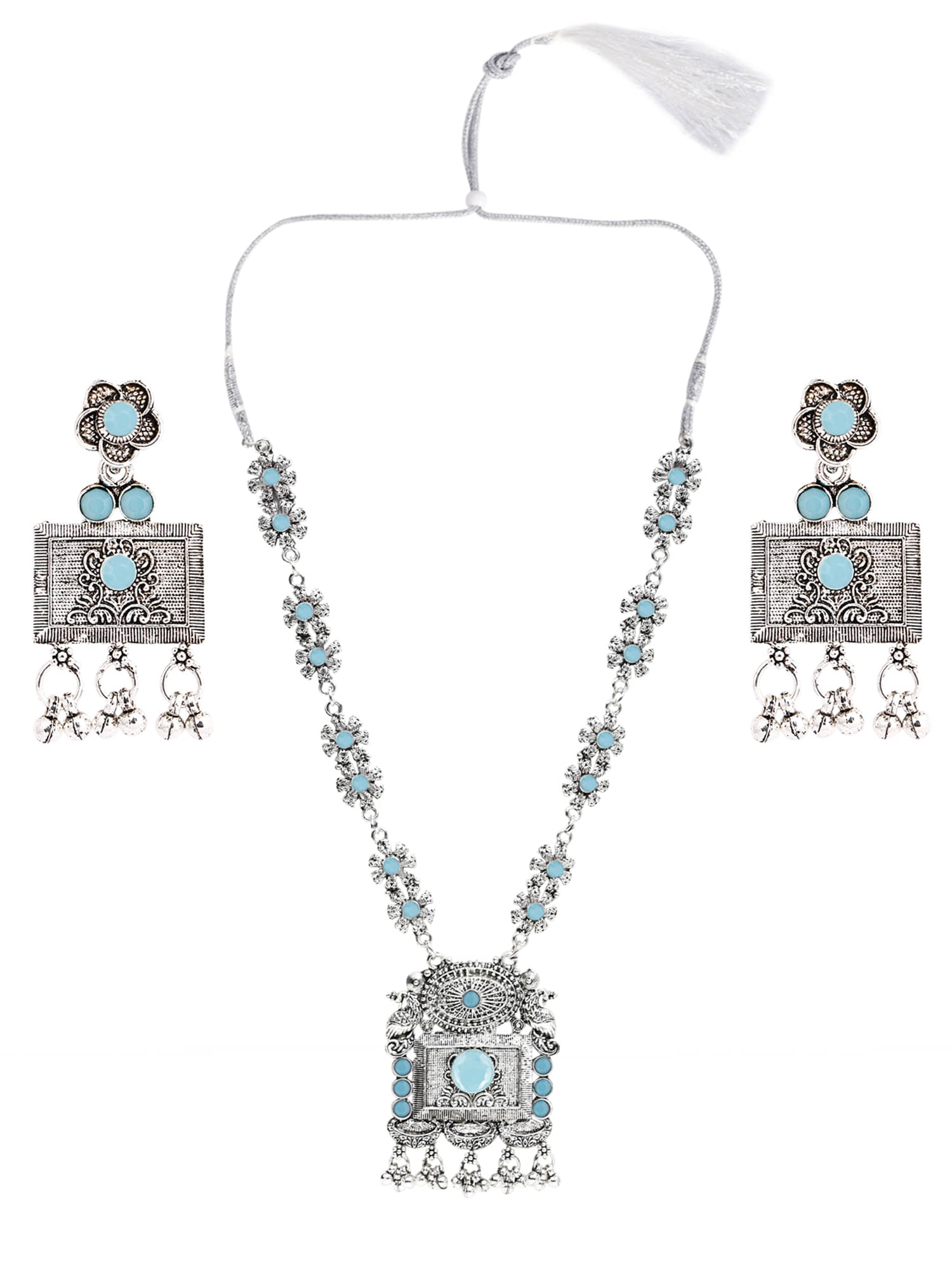     			PUJVI Blue German Necklace Set ( Pack of 1 )