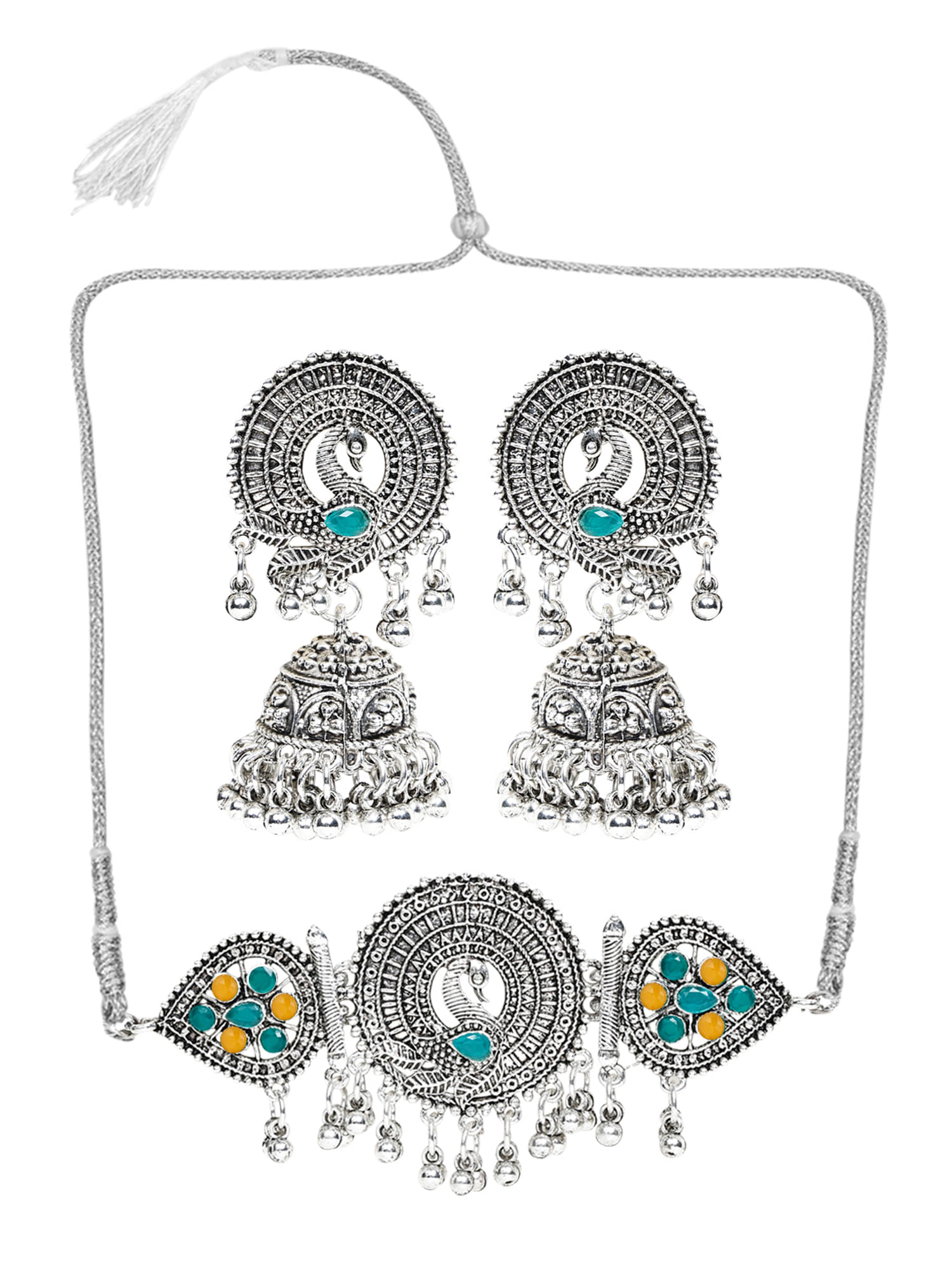     			PUJVI Multi Color German Necklace Set ( Pack of 1 )