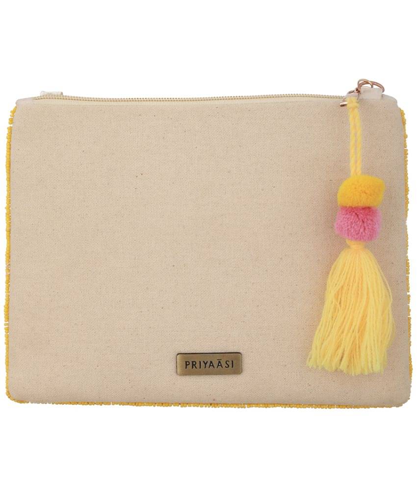     			Priyassi Yellow Fabric Sling Bag