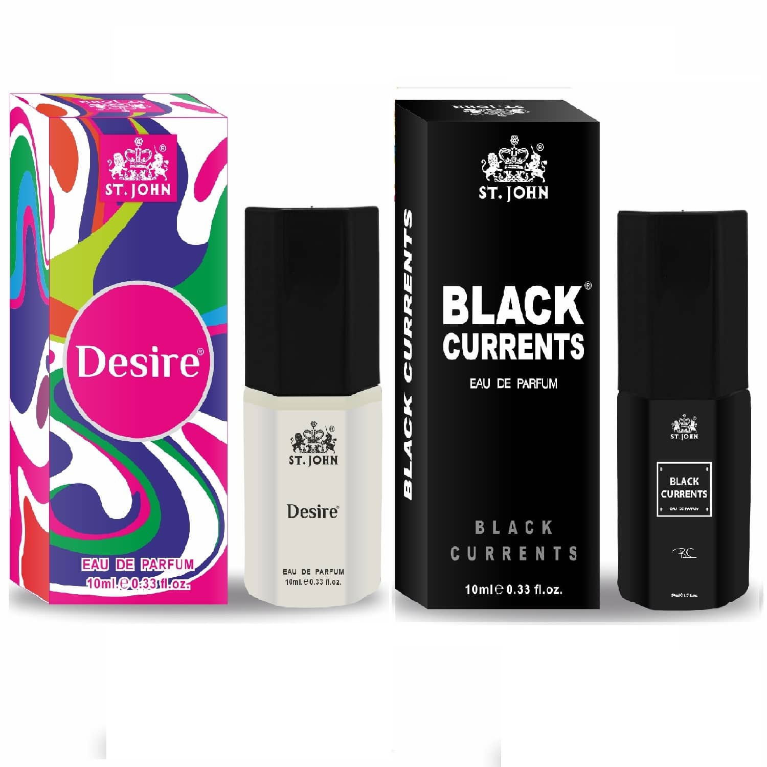 ST.JOHN Cobra Black Currents & Desire Pocket Perfume For Men 10ml Each (20ml) - Pack of 2