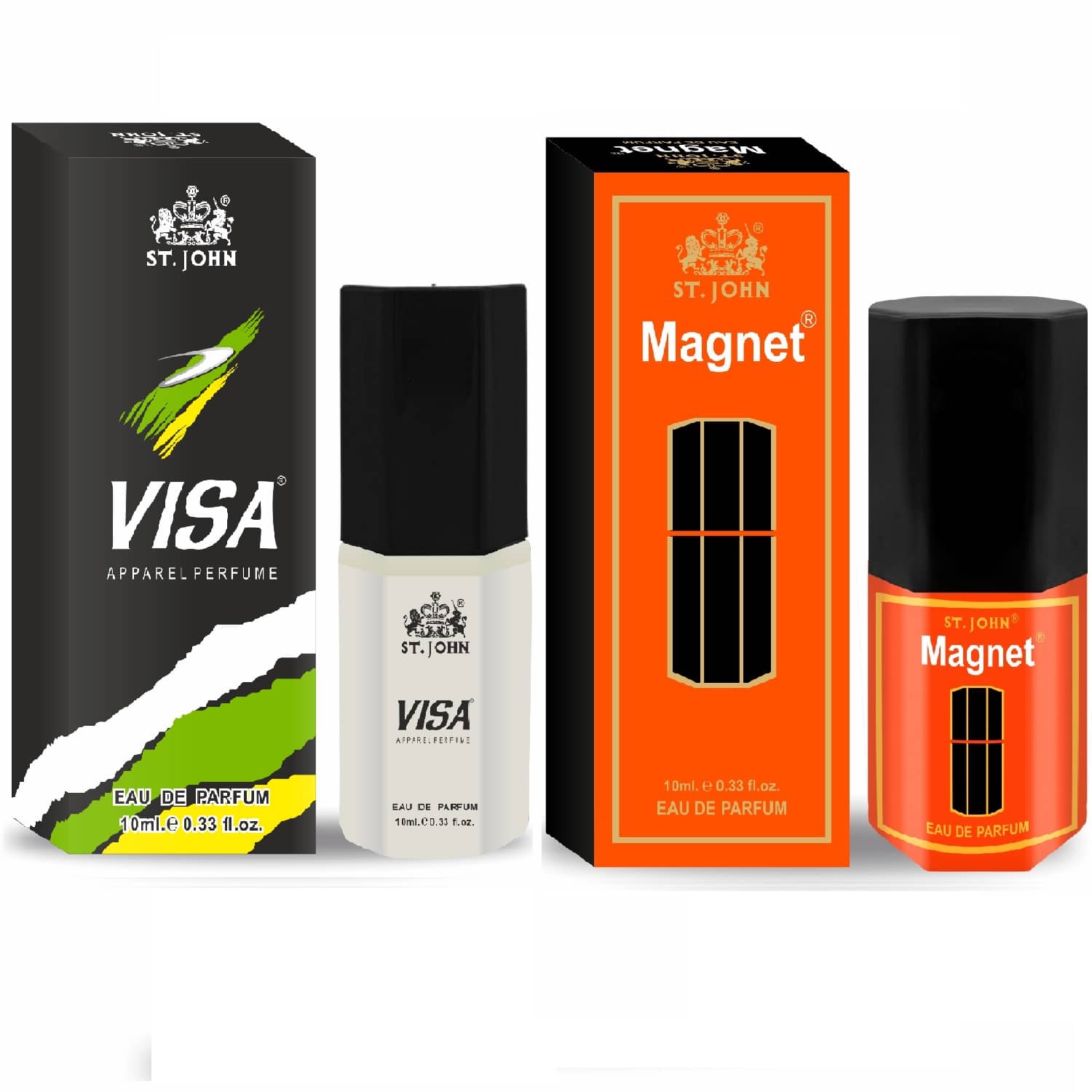 ST.JOHN Cobra Magnet & Visa Pocket Perfume For Men 10ml Each (20ml)- Pack of 2