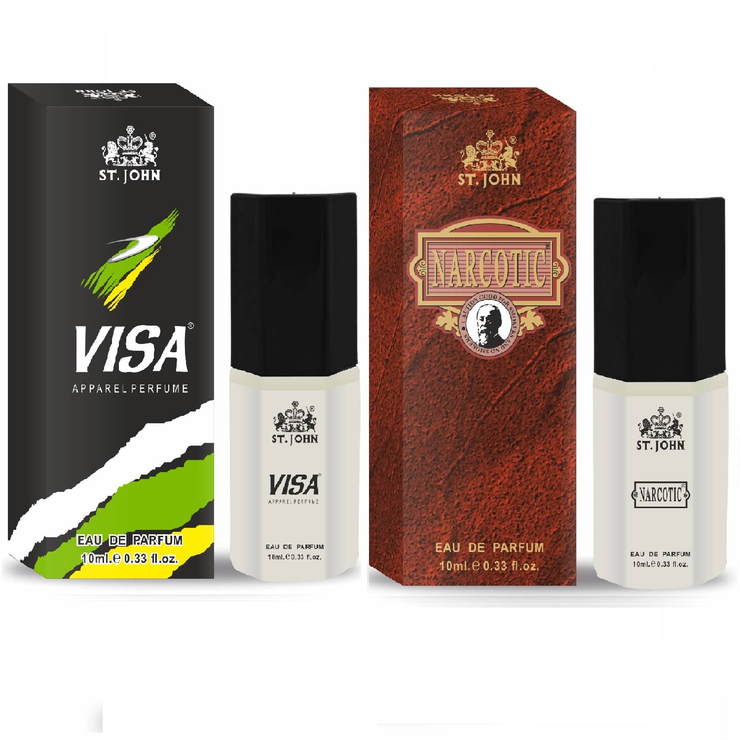 ST.JOHN Cobra Narcotic & Visa Pocket Perfume For Men 10ml Each (20ml) - Pack of 2 ST.JOHN Cobra Narcotic & Visa Pocket Perfume For Men 10ml Each (20ml) - Pack of 2