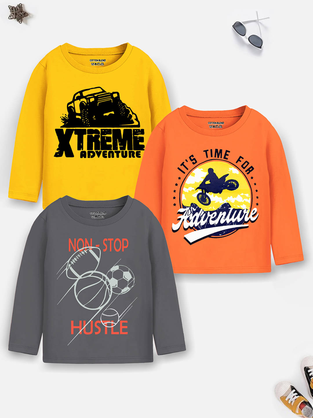     			Trampoline Pack of 3 Boys Cotton Blend T-Shirt ( Multicolor 1 )