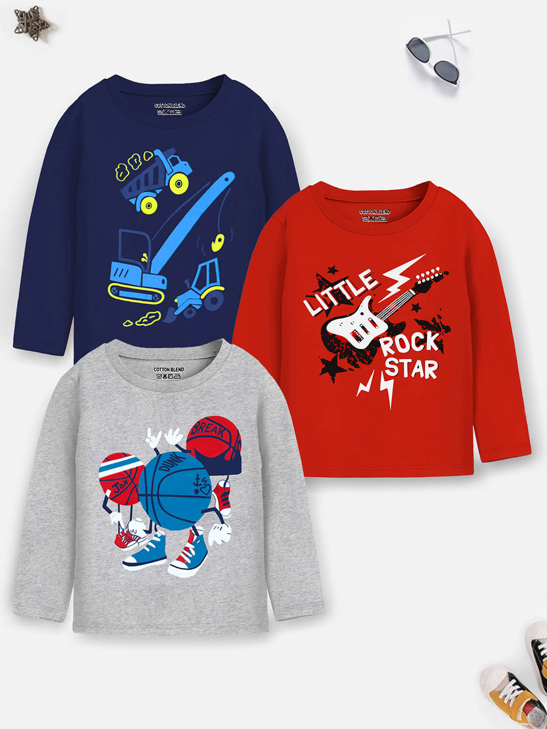     			Trampoline Pack of 3 Boys Cotton Blend T-Shirt ( Multicolor )