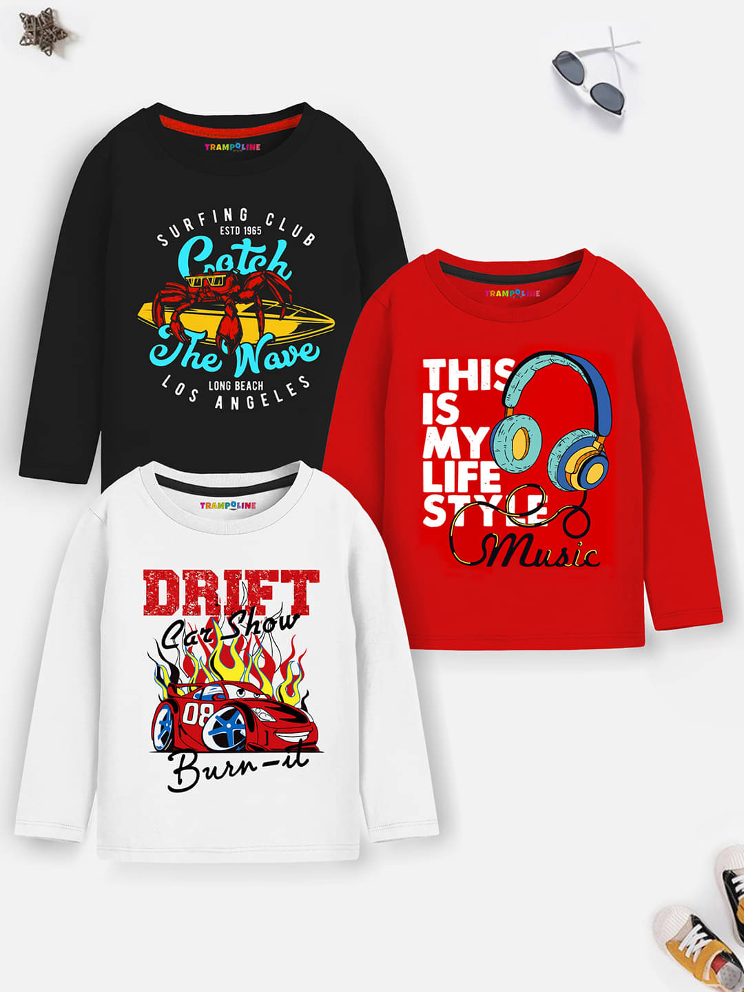     			Trampoline Pack of 3 Boys Cotton Blend T-Shirt ( Multicolor3 )