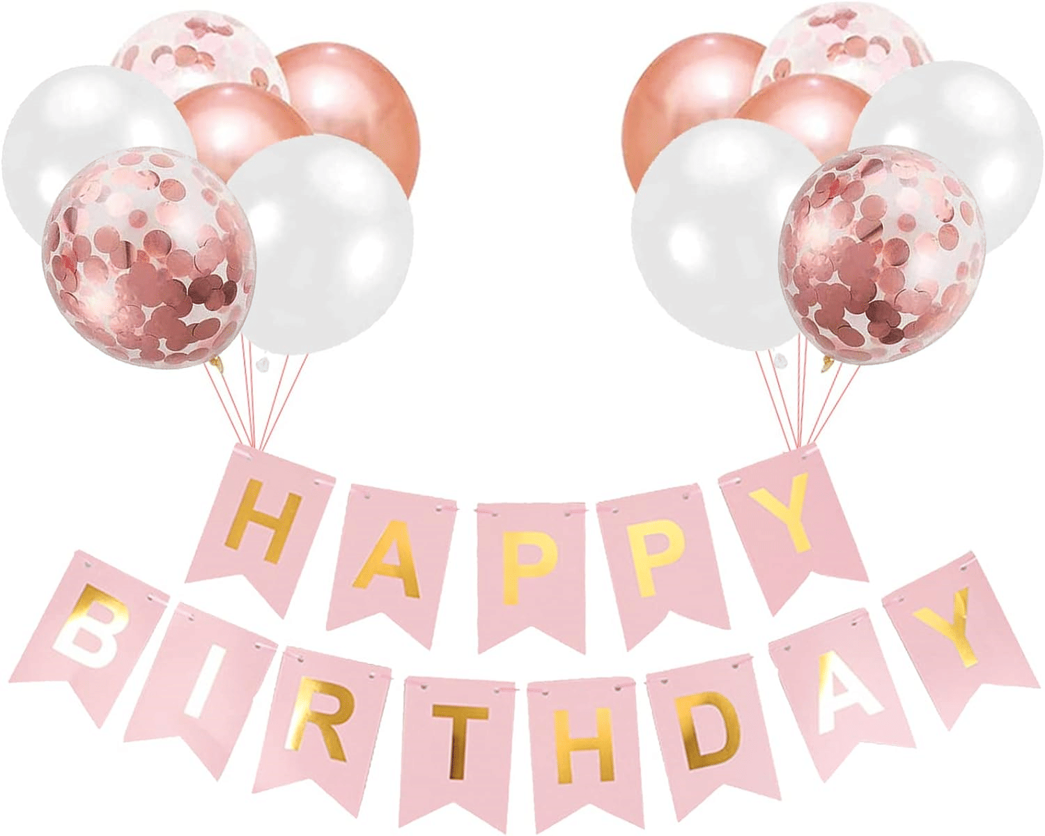     			Urban classic Rose Gold Birthday Decoration Kit - Set of 7 Pcs: 2 Rose Gold Balloon, 2 White Balloons, 2 Rose Gold Confetti balloons, 1 Happy Birthday Banner for Birthday decoration