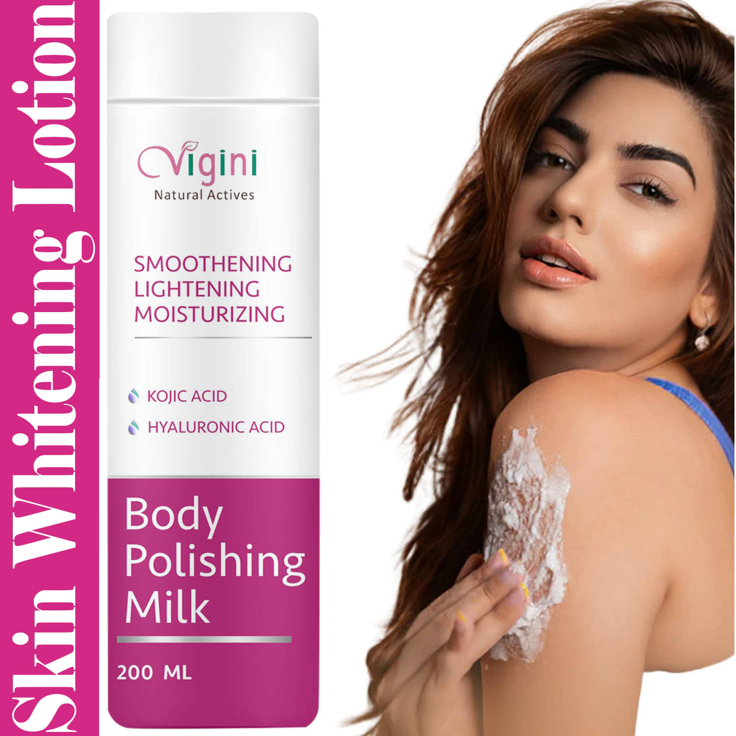 Vigini 100% Natural Active Skin Lightening Whitening Body Polishing Milk Lotion With Kojic & Hyaluronic Acid, UnderArms Under Arms Brightening Cream, Removes / Removal D-Tan Pigmentation Dark Spots For Men & Women-200ml Vigini 100% Natural Active Skin Lightening Whitening Body Polishing Milk Lotion With Kojic & Hyaluronic Acid, UnderArms Under Arms Brightening Cream, Removes / Removal D-Tan Pigmentation Dark Spots For Men & Women-200ml