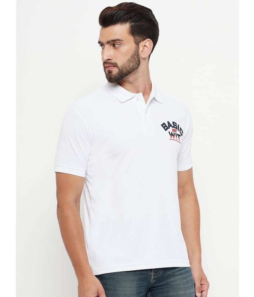     			renuovo Pack of 1 Cotton Blend Regular Fit Embroidered Half Sleeves Men's Polo T Shirt ( White )
