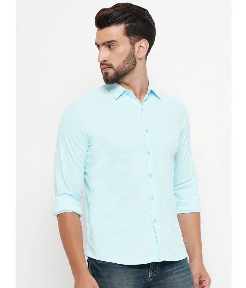 renuovo Cotton Blend Regular Fit Solids Full Sleeves Men's Casual Shirt - Blue ( Pack of 1 )