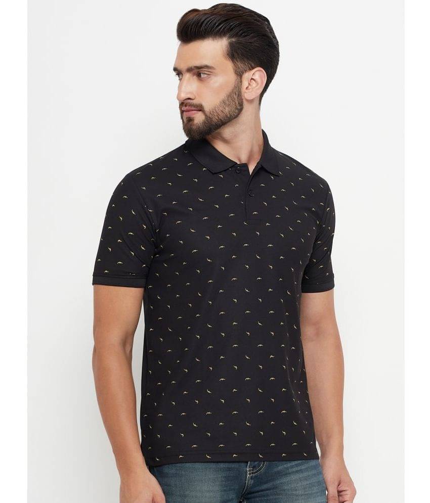 renuovo Pack of 1 Cotton Blend Regular Fit Printed Half Sleeves Men's Polo T Shirt ( Black ) renuovo Pack of 1 Cotton Blend Regular Fit Printed Half Sleeves Men's Polo T Shirt ( Black )