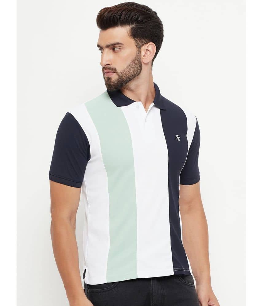 renuovo Cotton Blend Regular Fit Colorblock Half Sleeves Men's Polo T Shirt - Navy Blue ( Pack of 1 )