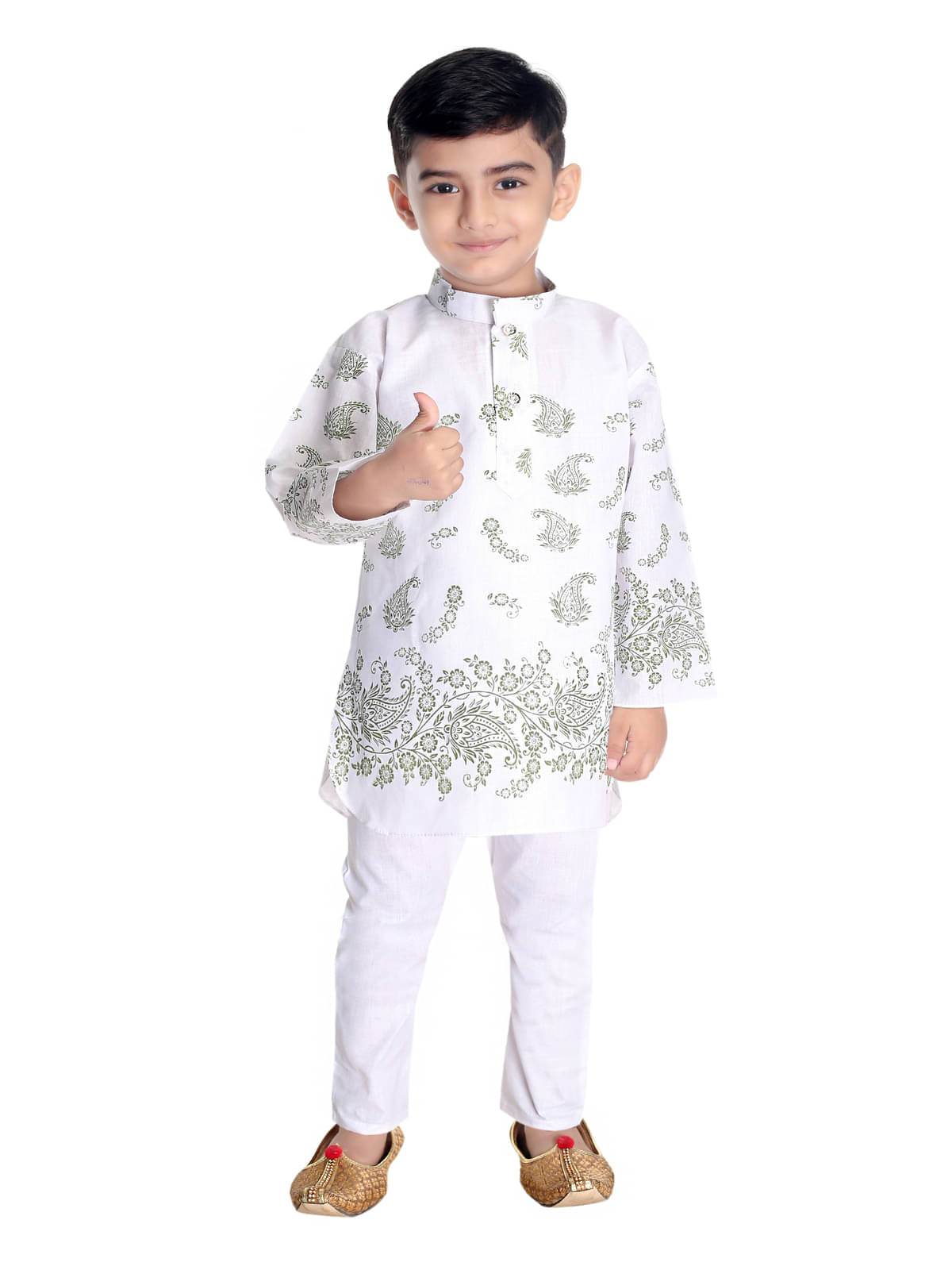     			s muktar garments Pack of 1 Boys Cotton Blend ( Green & White )