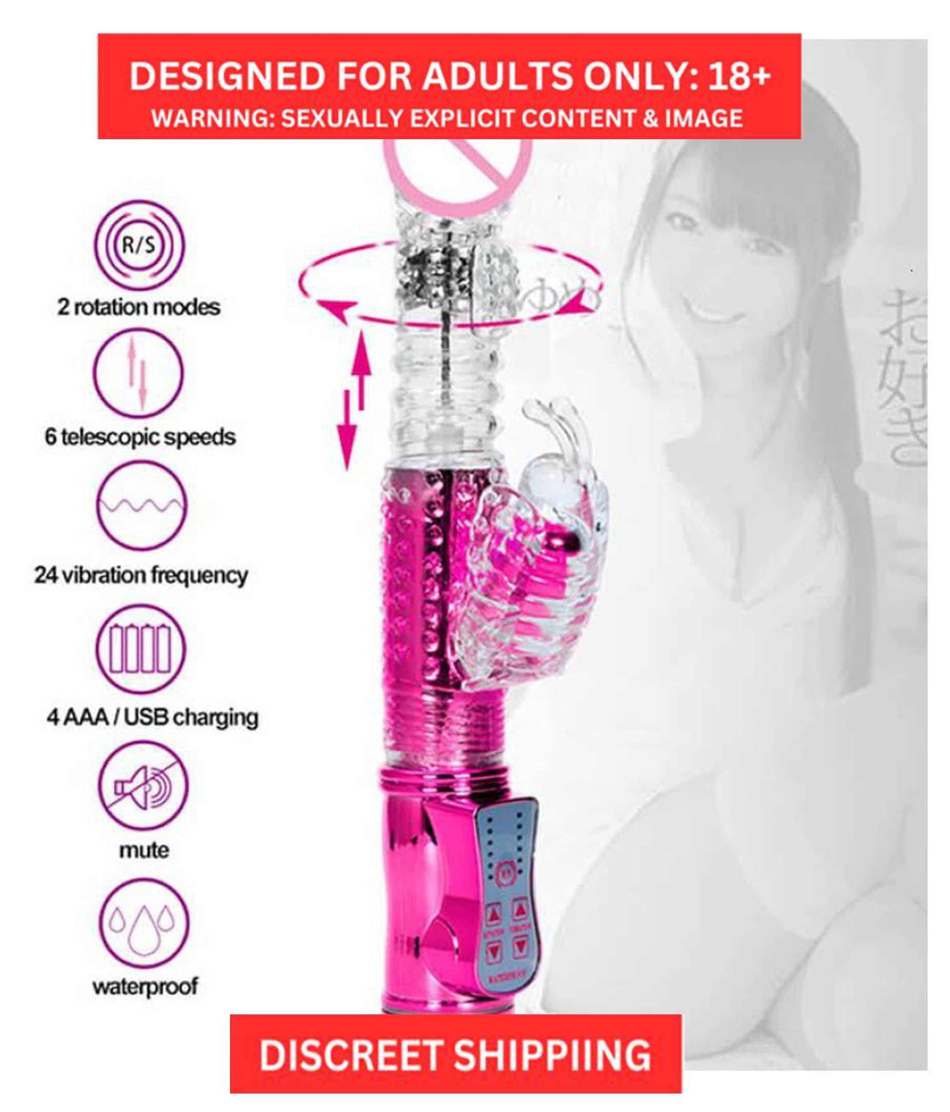     			36 Modes USB Rechargeable Rotating Rabbit Vibrator Waterproof Vibrating Anal Dildo G Sp*t Clitoris