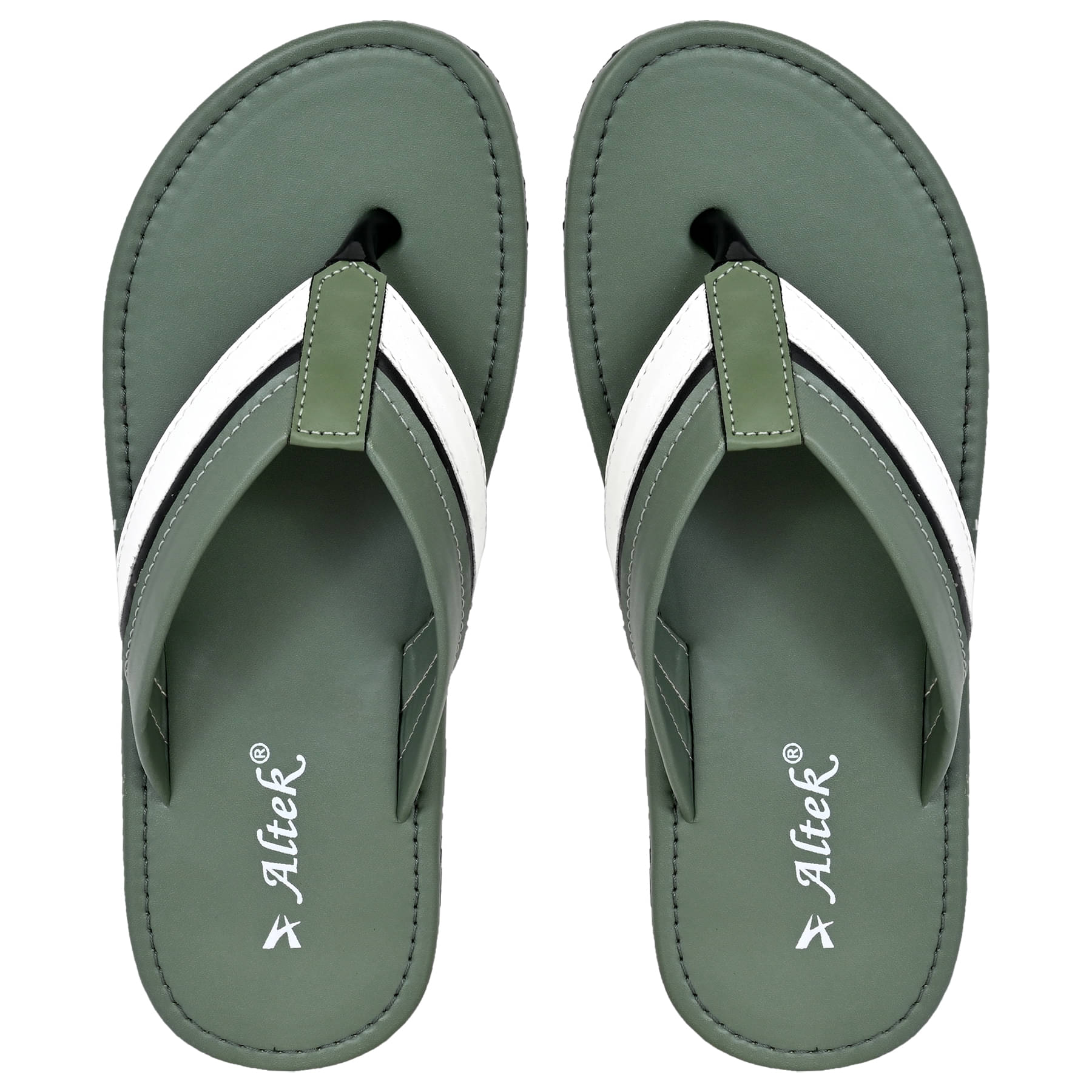     			Altek Green Men's Leather Slipper
