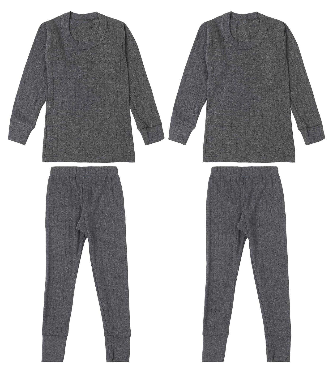     			Amul Bodywarmer Parka Boys & Girls Charcoal Round Neck Full Sleeves Upper & Lower Thermal Set - Pack of 2