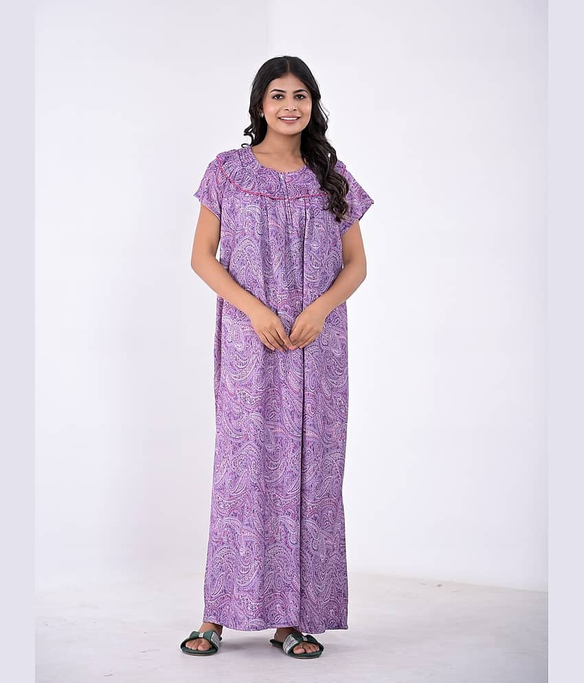 Apratim Purple Satin Women's Nightwear Nighty & Night Gowns ( Pack of 1 ) - Nightwear & Loungewear | Buy online on ZillyBuy