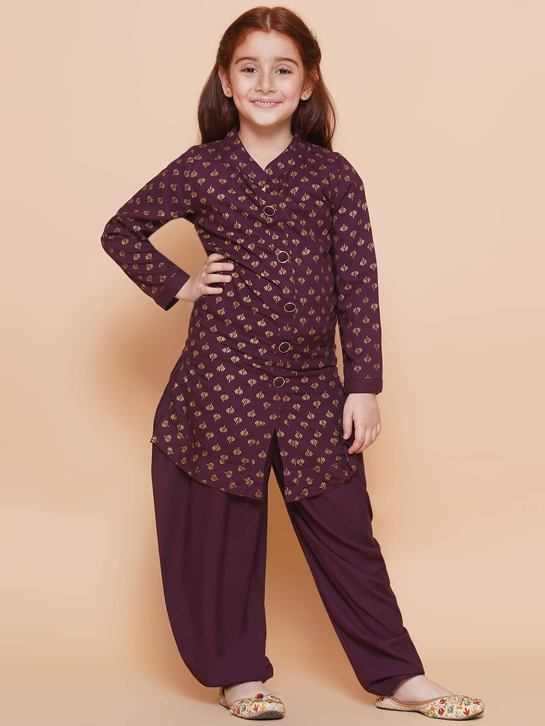     			Arshia Fashions Girls Rayon Patiala Kurta Set ( Pack of 1 , Mauve )